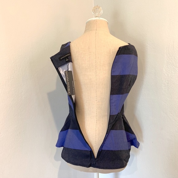 NWT Banana Republic Striped Peplum Tank Top Blouse - Picture 6 of 8
